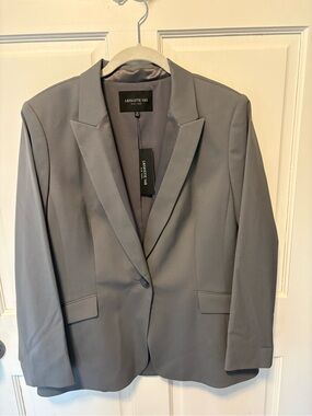 NWT Lafayette 148 New York Gray Single-Button Women's Blazer wool jacket 14 new